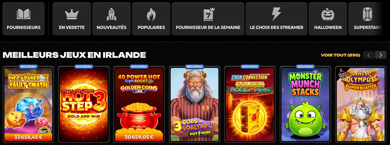 Machines à sous en ligne et jackpots Spinsy Casino